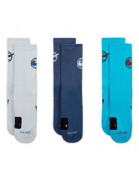 CALCETINES NIKE CREW EVERYDAY BBALL AZUL (3 PACK)