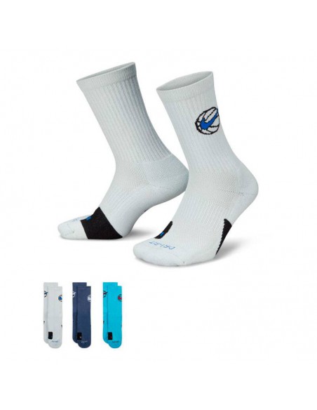 CALCETINES NIKE CREW EVERYDAY BBALL AZUL (3 PACK)